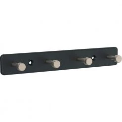 8 in. L Black and Nickel Metal Round Hook Key Rail by Home Decorators Collection