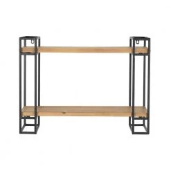 24 in. H x 24 in. W x 8 in. D Wood and Black Metal Wall-Mount Bookshelf by Home Decorators Collection