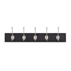 27 in. Black Rack with 5 Satin Nickel Hooks by Home Decorators Collection