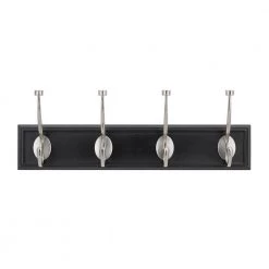 18 in. Black Snap Install Hook Rack with 4 Satin Nickel Pill Top Hooks by Home Decorators Collection