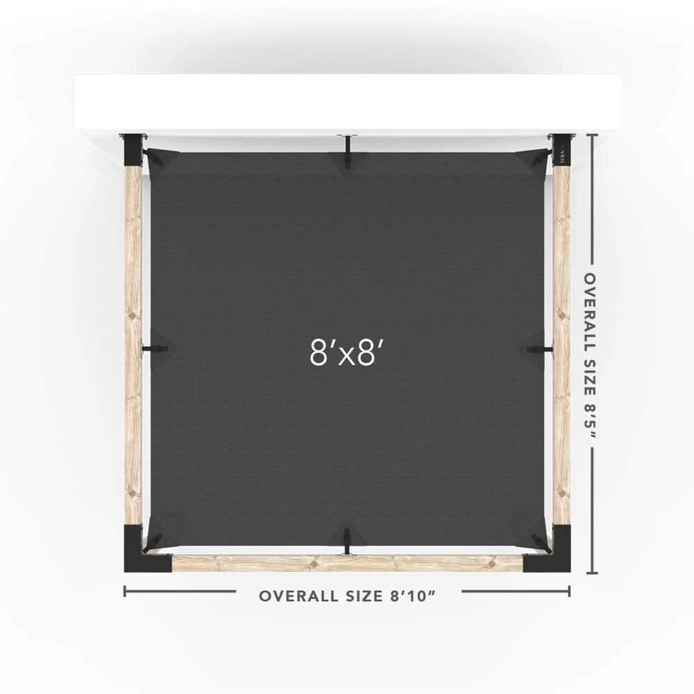 8 ft. x 8 ft. Wall Mount Pergola Kit with Graphite Shade Sail, for 4x4 Wood by TOJA GRID - Image 2