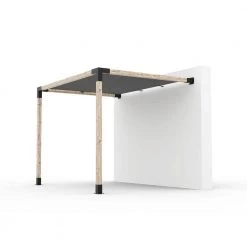 8 ft. in. x 10 ft. in. Wall Mount Pergola Kit with Graphite Shade Sail, for 4x4 Wood by TOJA GRID