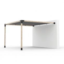 12 ft. x 12 ft. Wall Mount Pergola Kit with Graphite Shade Sail, for 4x4 Wood by TOJA GRID