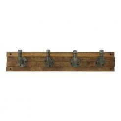 27 in. Brown Hook Rack with 4 Industrial Pipe Hooks by Home Decorators Collection