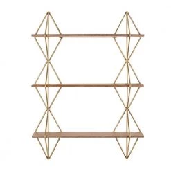 37 in. H x 27 in. W x 7 in. D Wood and Gold Metal Wall-Mount Bookshelf by Home Decorators Collection