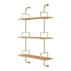 Gold Metal and Natural Wood Wall Shelf (21 in. W x 34 in. H) by Home Decorators Collection