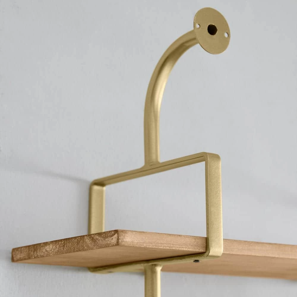 Gold Metal and Natural Wood Wall Shelf (21 in. W x 34 in. H) by Home Decorators Collection - Image 4