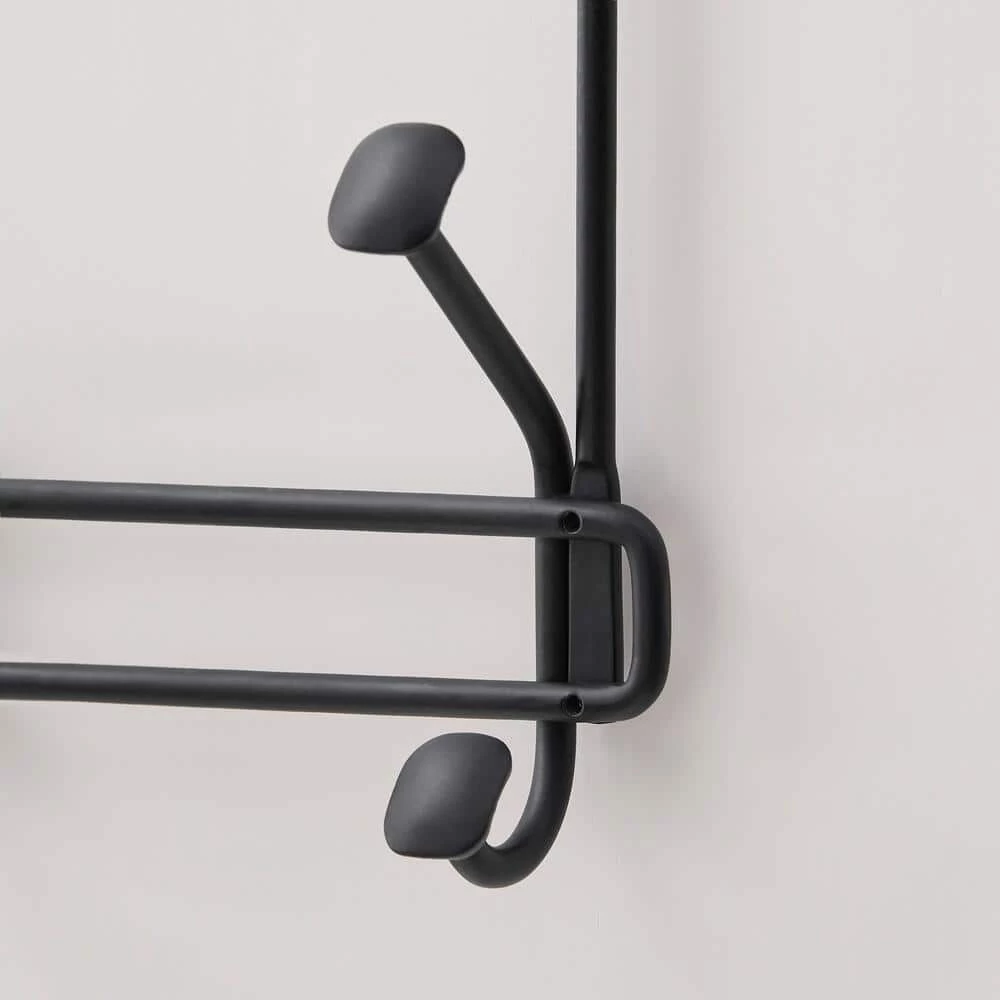 Adjustable Over- The -Door 16 in. Matte Black Hook Rack with 4 Hooks by Home Decorators Collection - Image 4