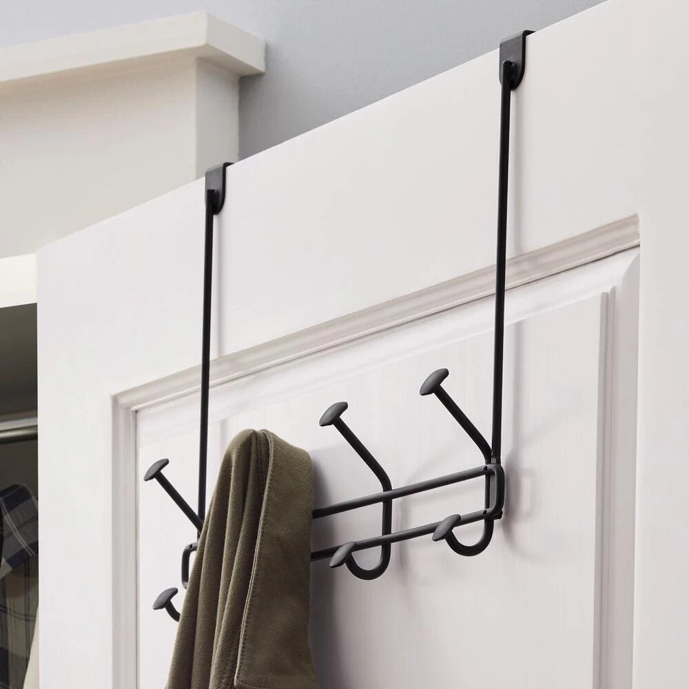 Adjustable Over- The -Door 16 in. Matte Black Hook Rack with 4 Hooks by Home Decorators Collection - Image 3