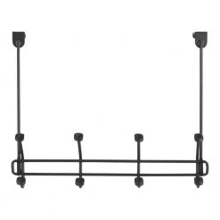 Adjustable Over- The -Door 16 in. Matte Black Hook Rack with 4 Hooks by Home Decorators Collection