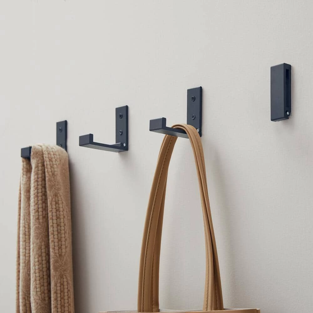 3 in. Matte Black Folding Wall Hooks (4-Pack) by Home Decorators Collection - Image 3