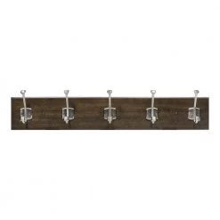 Textured Choice Oak 27 in. Hook Rack with 5 Satin Nickel Beveled Square Hooks by Home Decorators Collection
