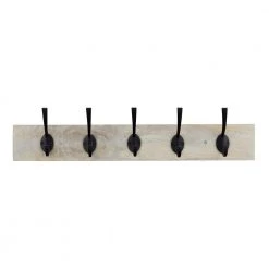 27 in. Solid Wood Hook Rack with 5 Iron Hooks by Home Decorators Collection