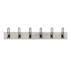 35 in. Solid Wood Hook Rack with 6 Matte Black Hooks by Home Decorators Collection