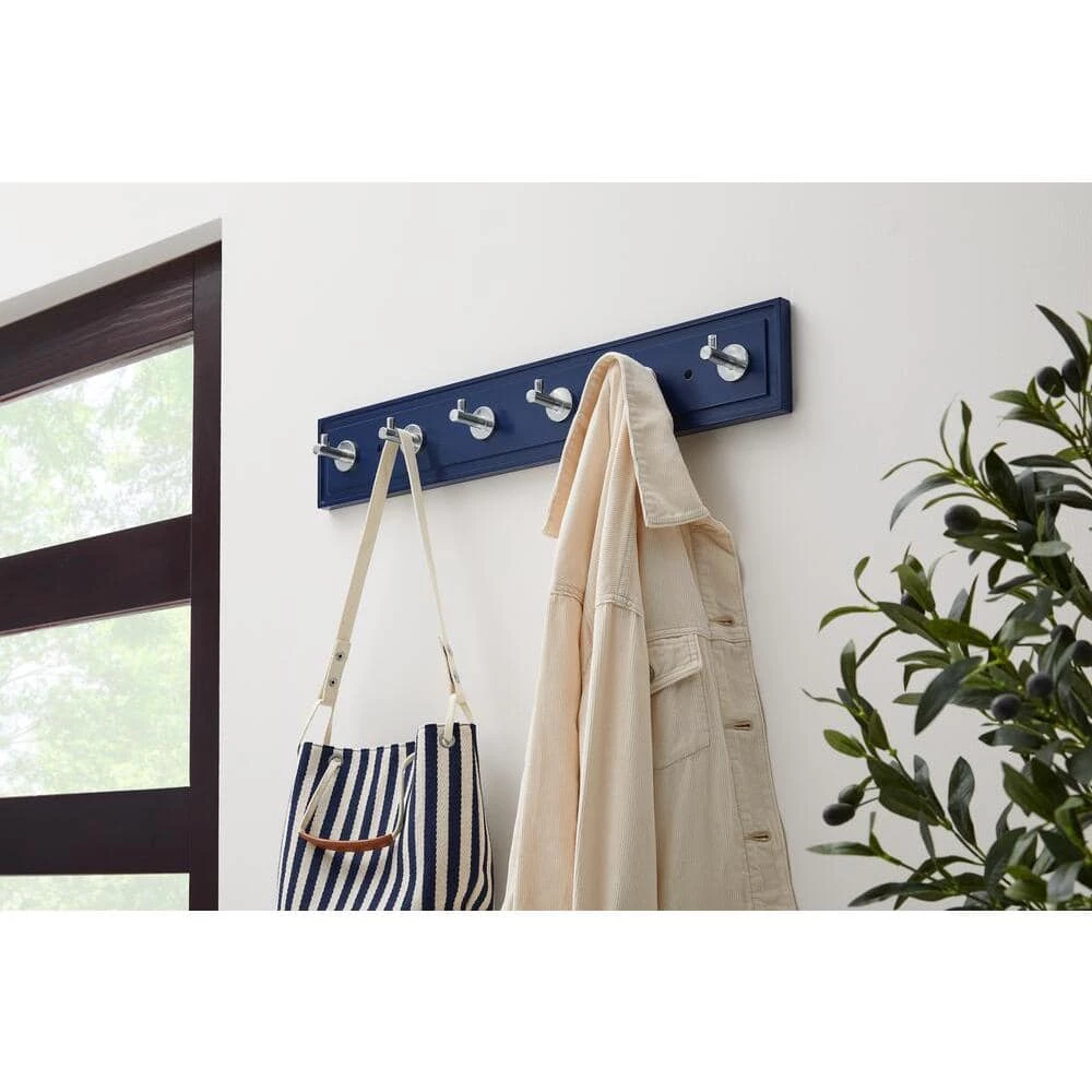 27 in. Royal Blue Hook Rack with 6 Chrome Single Post Hooks by Home Decorators Collection - Image 5