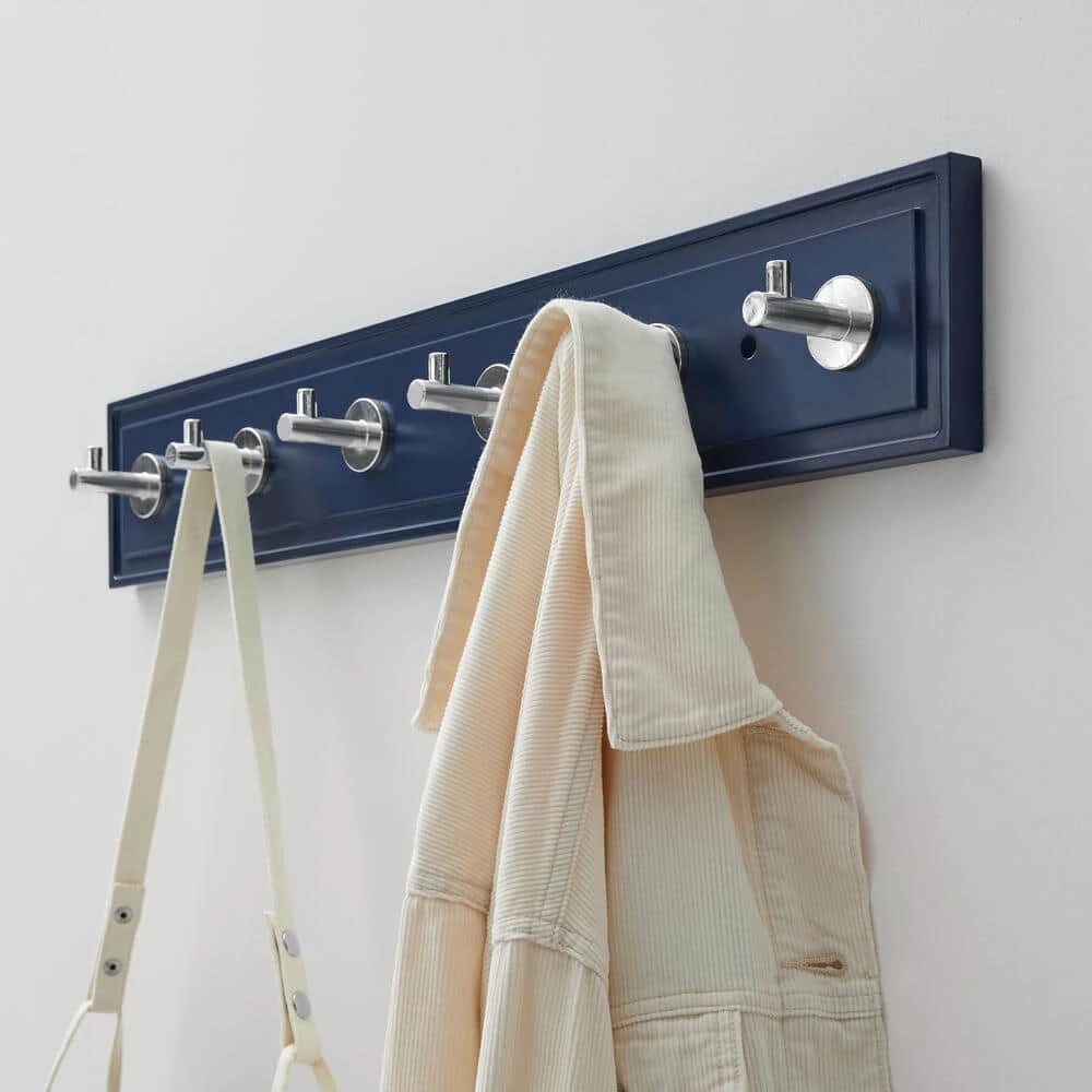 27 in. Royal Blue Hook Rack with 6 Chrome Single Post Hooks by Home Decorators Collection - Image 3