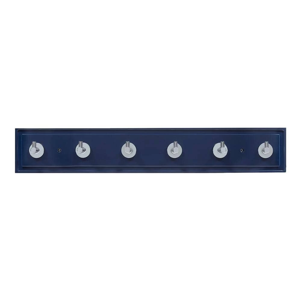 27 in. Royal Blue Hook Rack with 6 Chrome Single Post Hooks by Home Decorators Collection