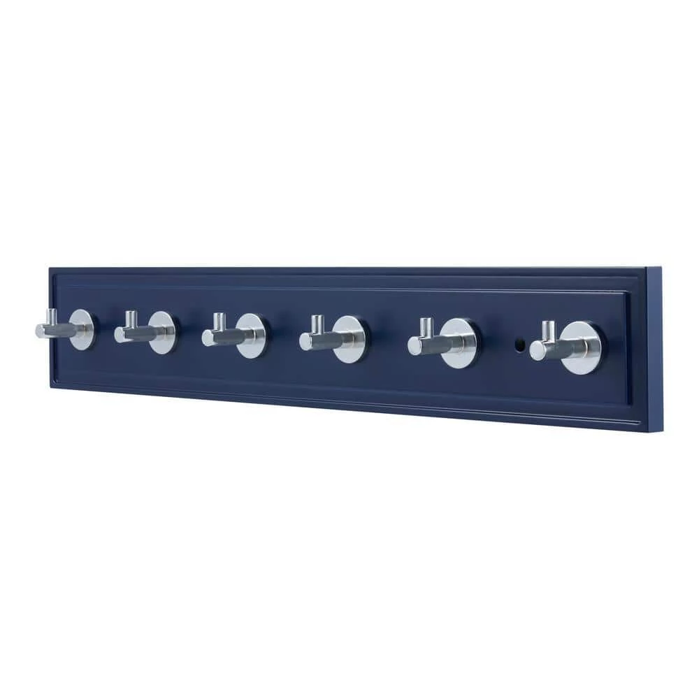 27 in. Royal Blue Hook Rack with 6 Chrome Single Post Hooks by Home Decorators Collection - Image 2