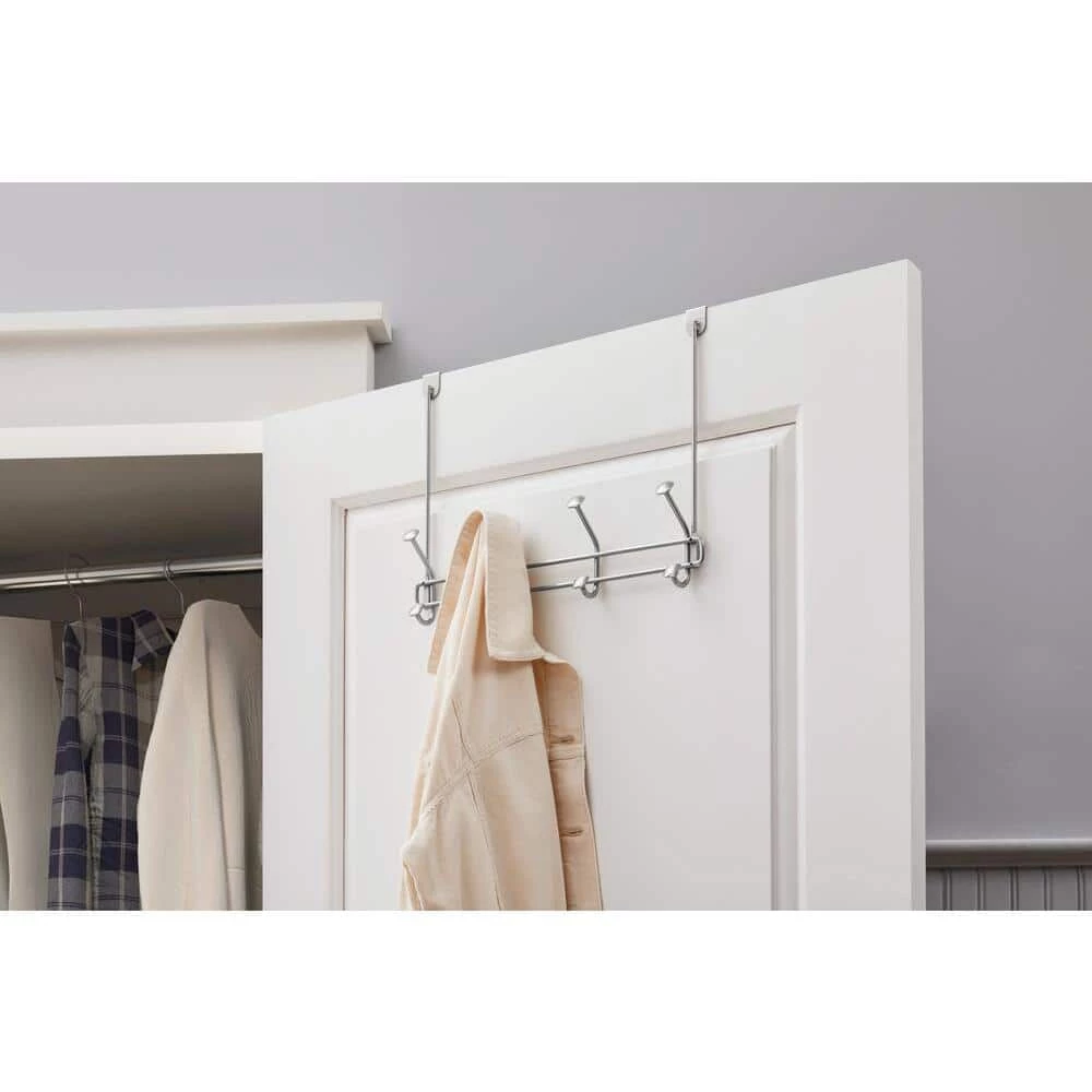 Adjustable Over- The -Door 16 in. Satin Nickel Hook Rack with 4 Hooks by Home Decorators Collection - Image 5