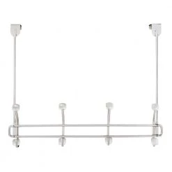 Adjustable Over- The -Door 16 in. Satin Nickel Hook Rack with 4 Hooks by Home Decorators Collection