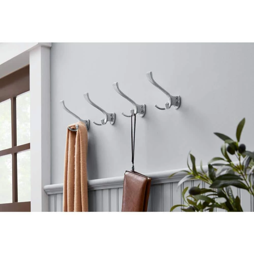 5 in. Satin Nickel Triple Wall Hook (4-Pack) by Home Decorators Collection - Image 5
