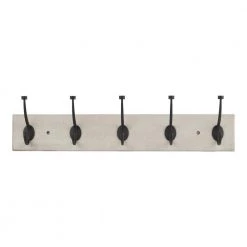 Chiffon Lace 27 in. Textured Oak Hook Rack with 5 Matte Black Pill Top Hooks by Home Decorators Collection