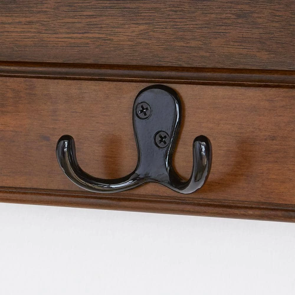 8 in. H x 36 in. W x 8 in. D Walnut Wood Floating Decorative Wall Shelf with Hooks by Home Decorators Collection - Image 5