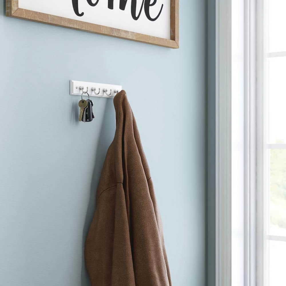 9 in. L White and Nickel Key Rail by Home Decorators Collection - Image 2