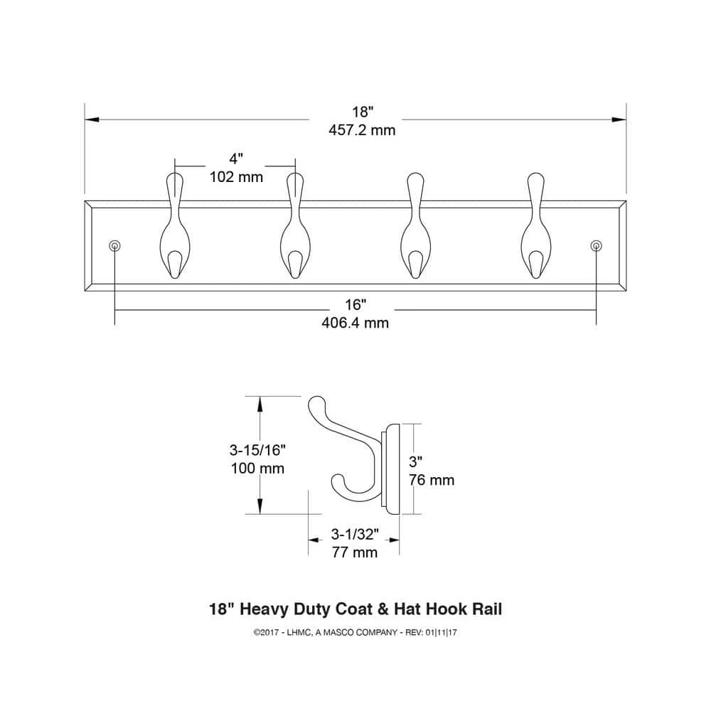 18 in. White and Satin Nickel Heavy-Duty Hook Rack by Home Decorators Collection - Image 6