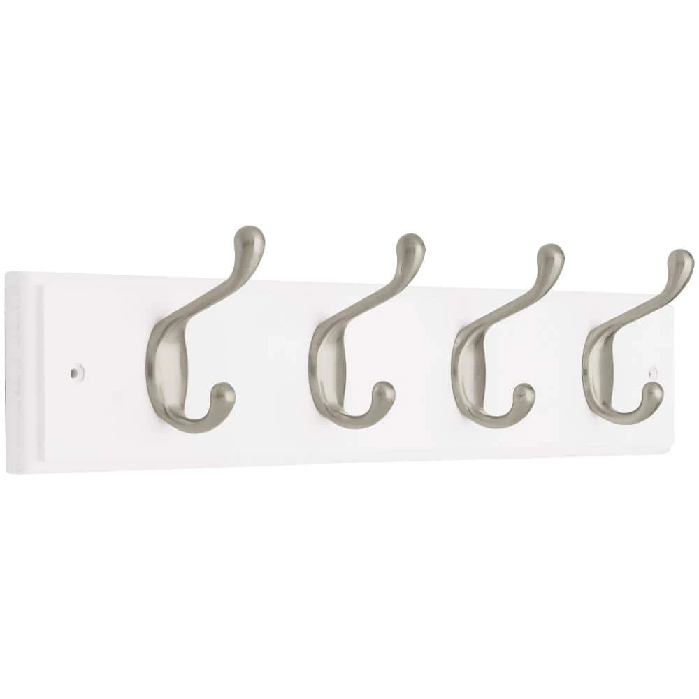 18 in. White and Satin Nickel Heavy-Duty Hook Rack by Home Decorators Collection