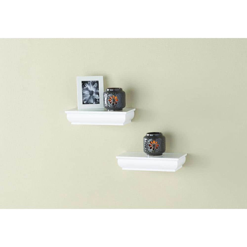 2-Shelf 8 in. L x 4 in. W Profile White Ledge by Home Decorators Collection - Image 2