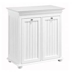 Hampton Harbor 26 in. W Double Tilt-Out Beadboard Hamper in White by Home Decorators Collection