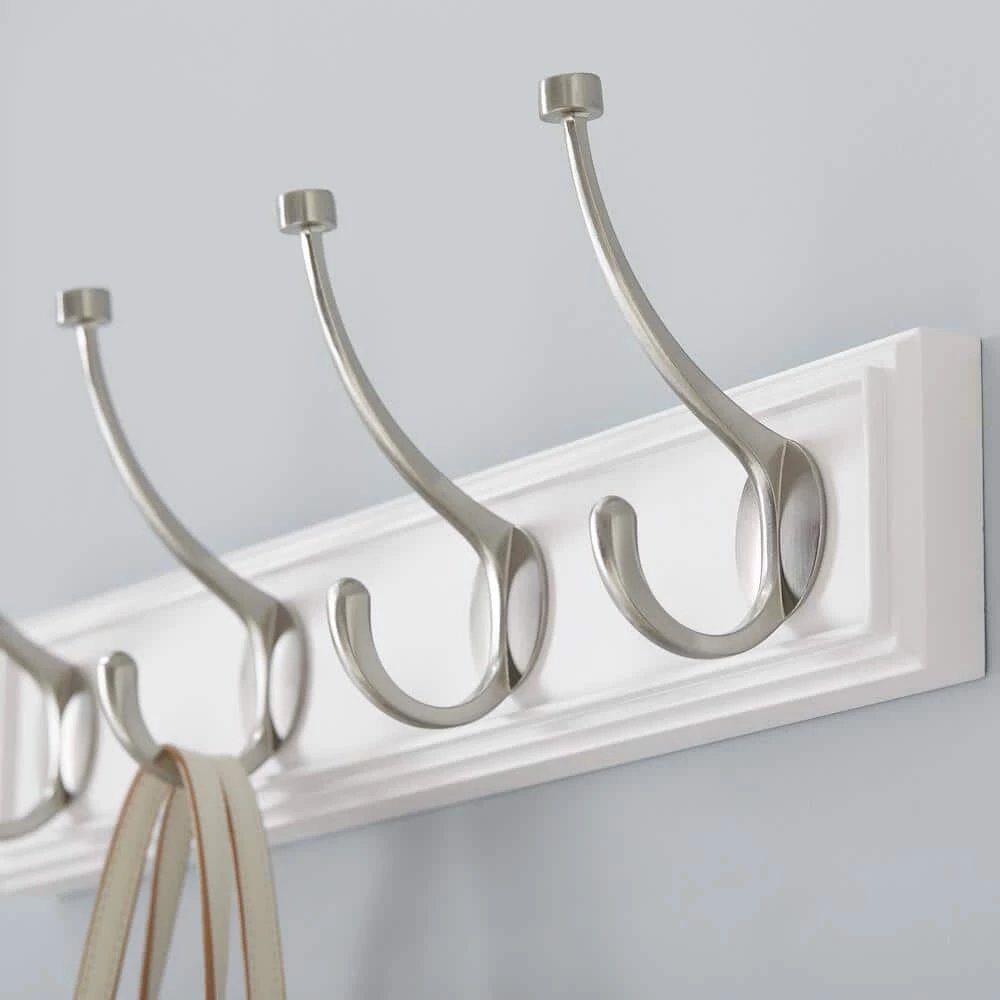 18 in. White Snap Install Hook Rack with 4 Satin Nickel Pill Top Hooks by Home Decorators Collection - Image 3