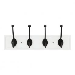 18 in. White Hook Rack with 4 Oil-Rubbed Bronze Pill Top Hooks by Home Decorators Collection