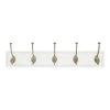 Snap Install 27 in. White Hook Rack with 5 Champagne Bronze Pill Top Hooks by Home Decorators Collection
