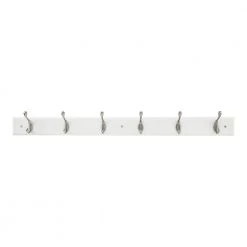 35 in. White Hook Rack with 6 and Satin Nickel Heavy Duty Hooks by Home Decorators Collection