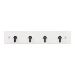 9 in. White Key Rack with 4 Matte Black Hooks by Home Decorators Collection