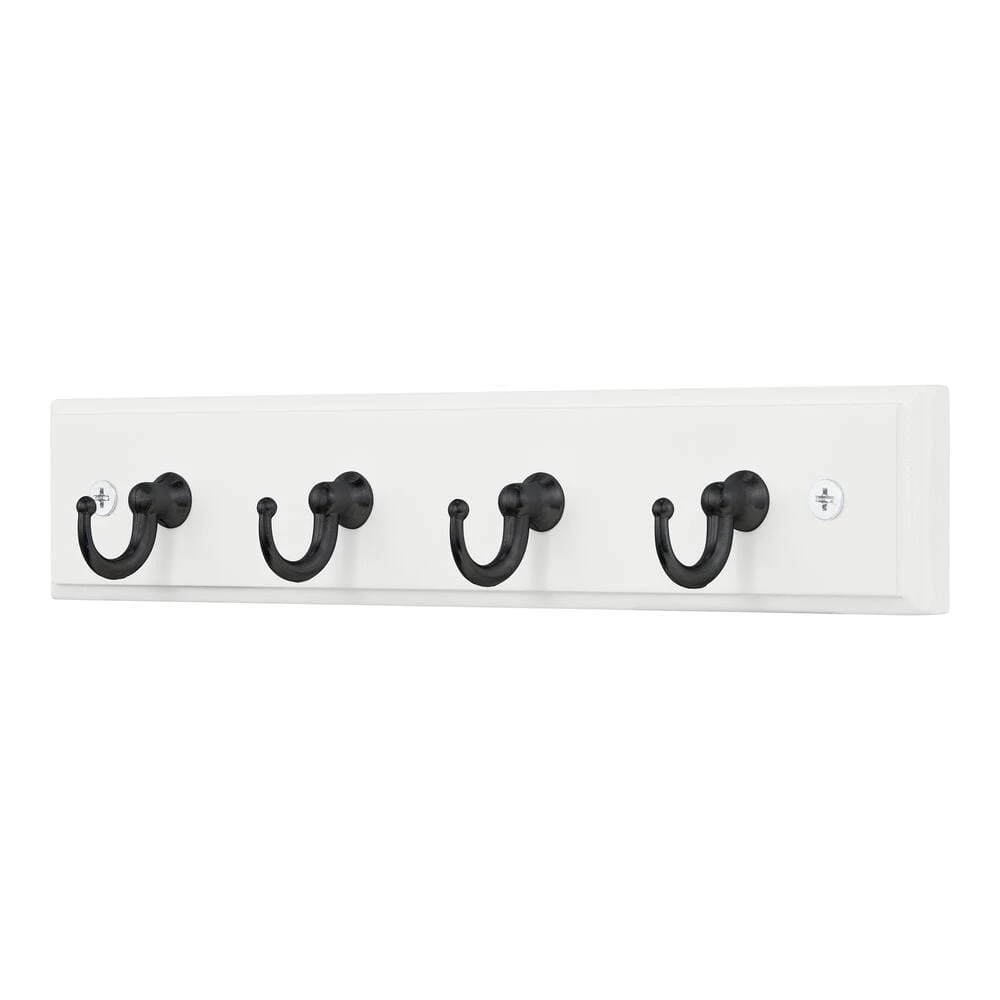 9 in. White Key Rack with 4 Matte Black Hooks by Home Decorators Collection - Image 2