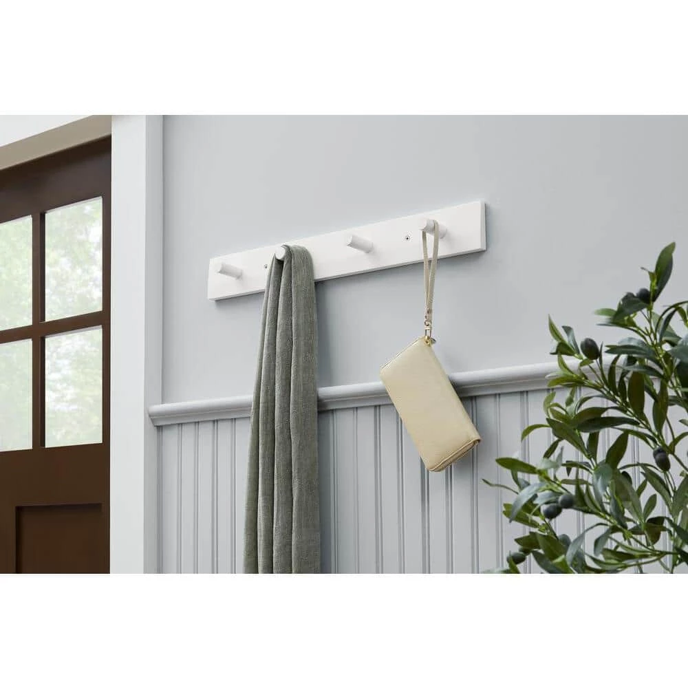 23 in. White Hook Rack with 4 Peg Hooks by Home Decorators Collection - Image 5