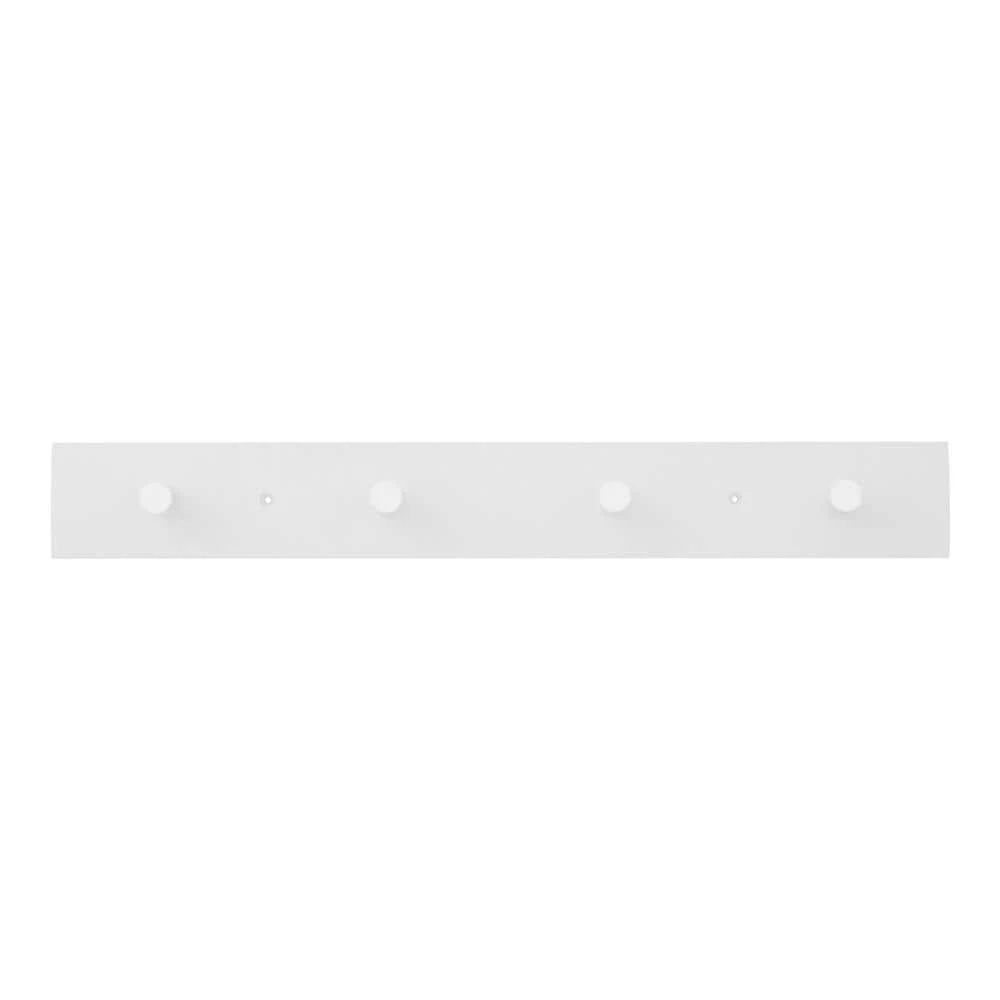 23 in. White Hook Rack with 4 Peg Hooks by Home Decorators Collection