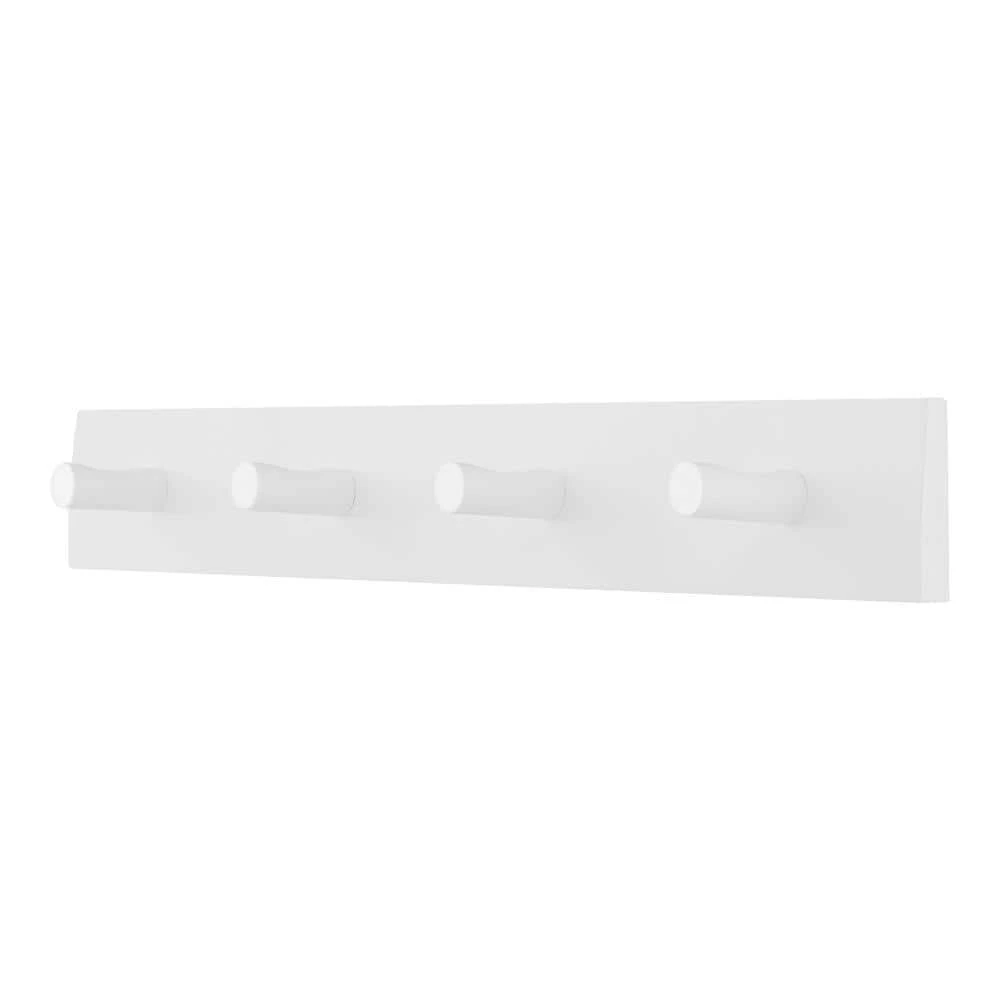 23 in. White Hook Rack with 4 Peg Hooks by Home Decorators Collection - Image 2