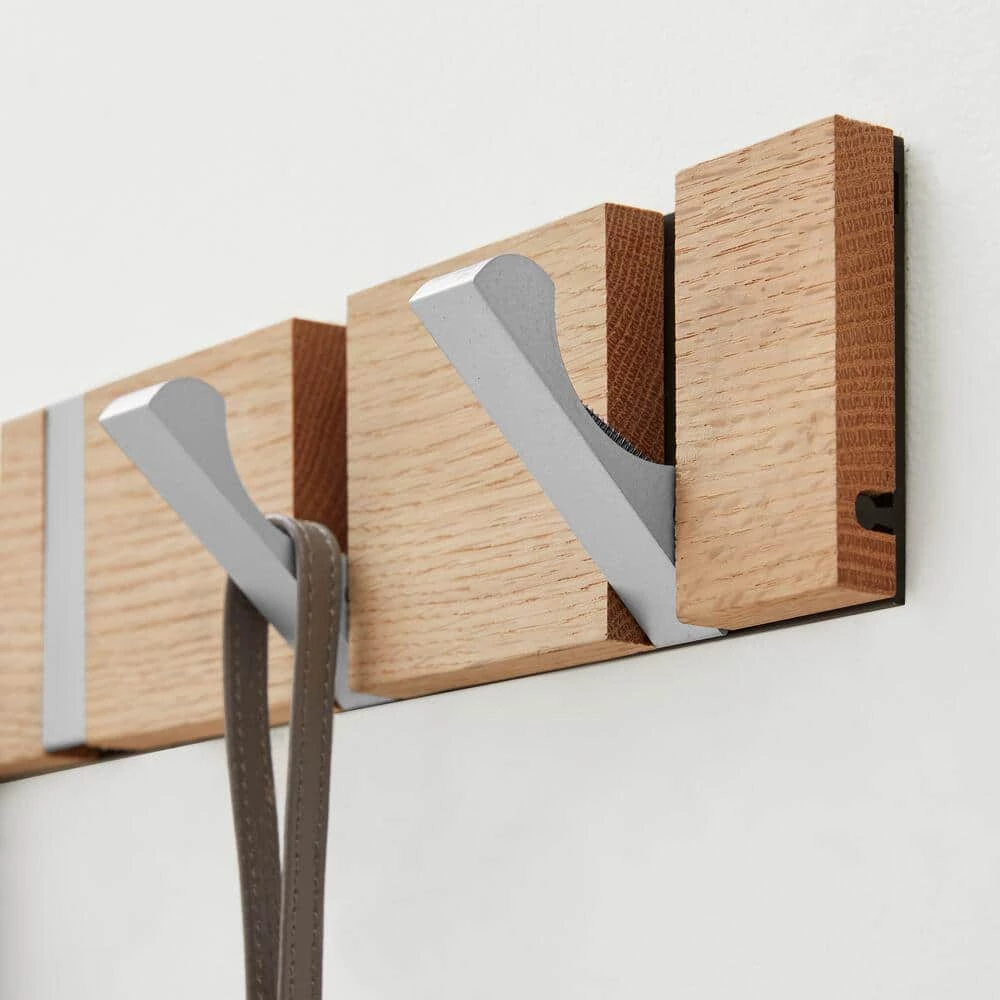 16 in. Pine Hook Rack with 4 Satin Nickel Folding Hooks by Home Decorators Collection - Image 4