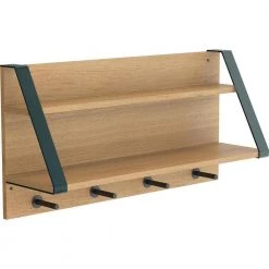 24 in. Wood Double-Shelf with Hooks by Home Decorators Collection